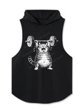 Funny Fat Cat Deadlift Hooded Tank