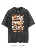 EAT SLEEP GYM REPEAT STRONG AND CUTE VINTAGE GYM SHIRT