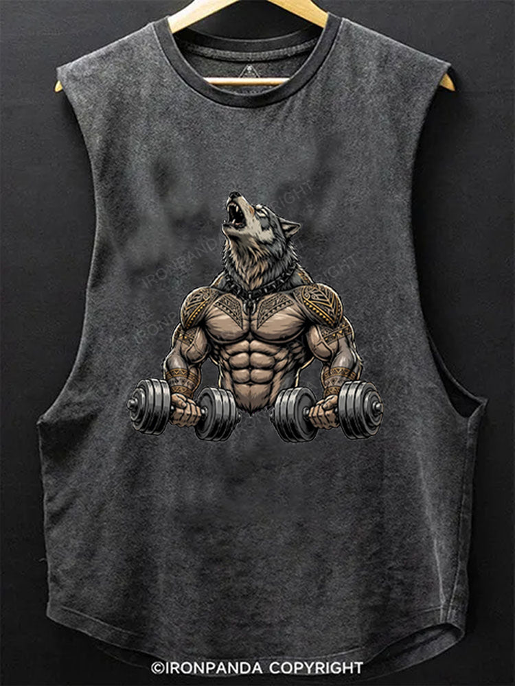 Alpha Wolf Dumbbell Scoop Bottom Cotton Tank