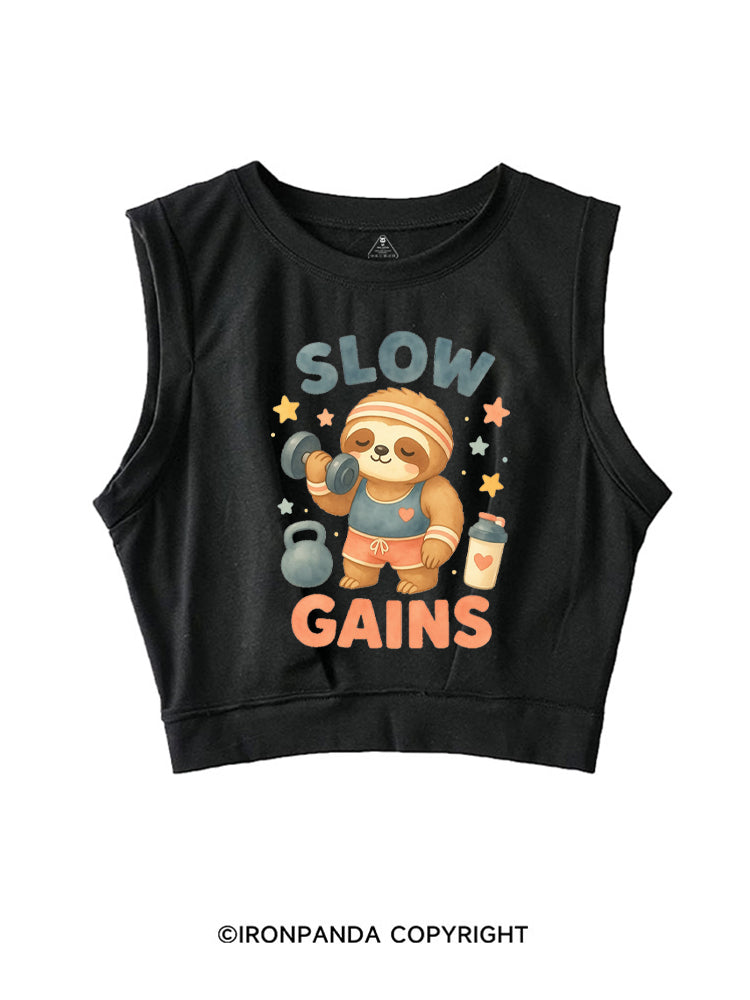 SLOW GAIN SLOTH GAINS SLEEVELESS CROP TOPS
