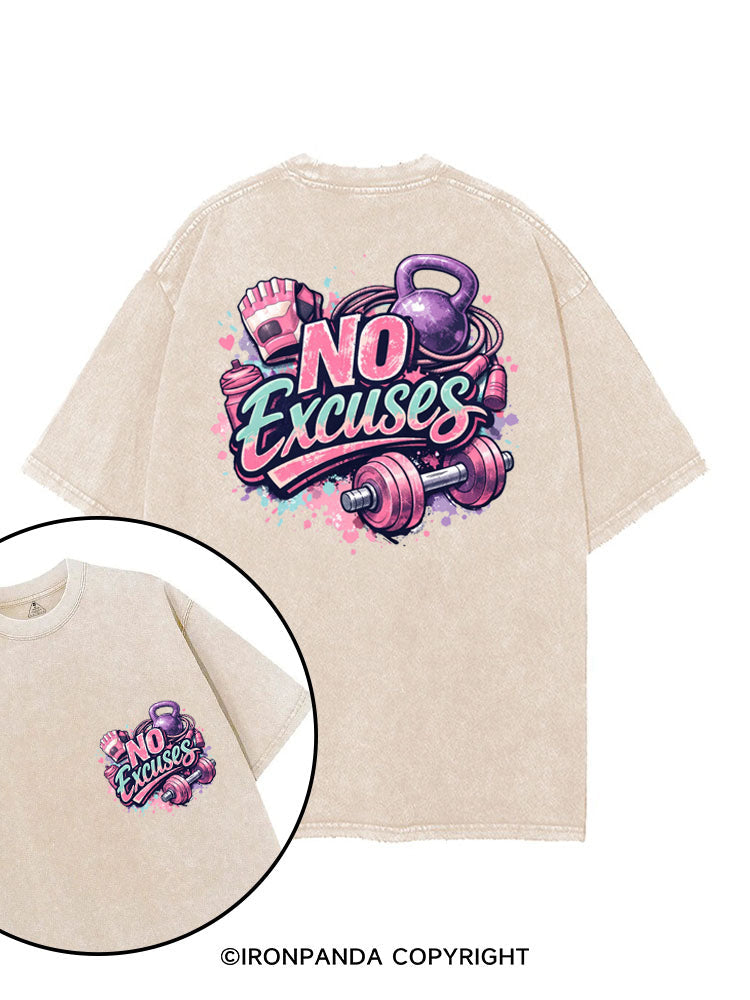 NO EXCUSES GYM ROUTINE printed Gym Shirt