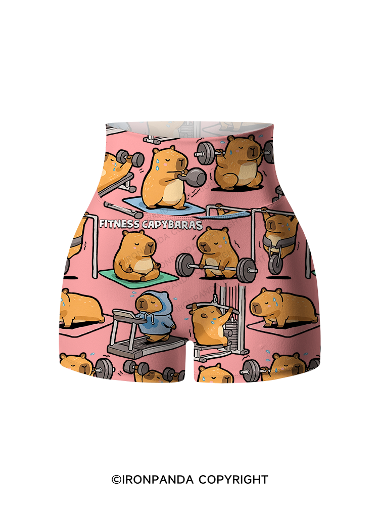 Fitness Capybara Printed Yoga Shorts