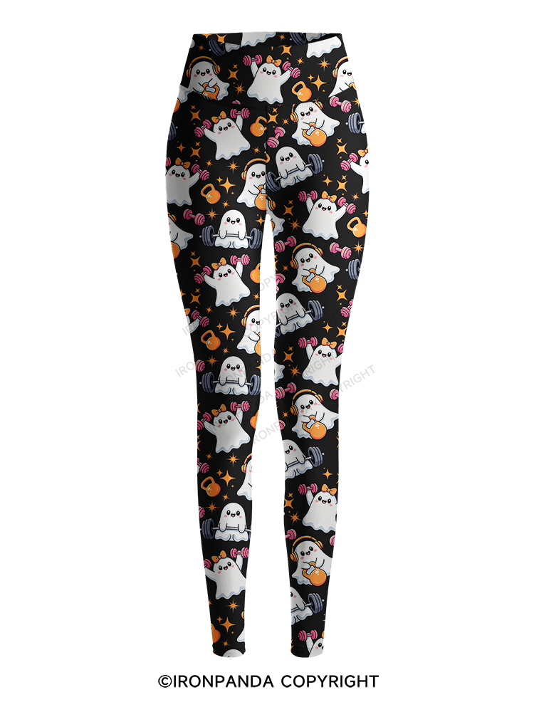 GHOST POWER WORKOUT TIME Printed Yoga Pants