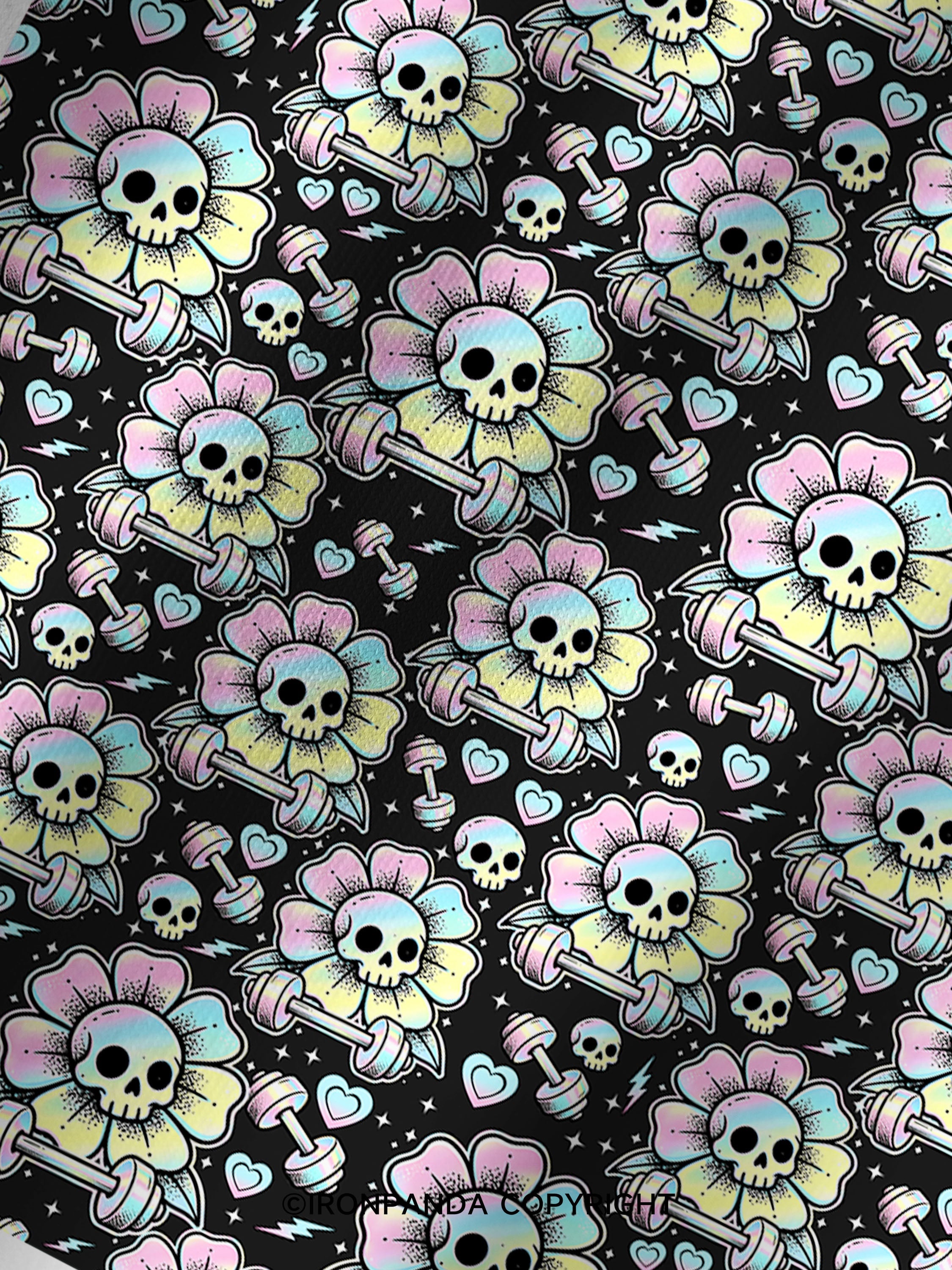 IF I DIE I DIE Skull Printed Yoga Shorts