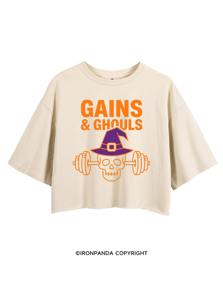 GAINS & GHOULS SKELETON CROP TOPS