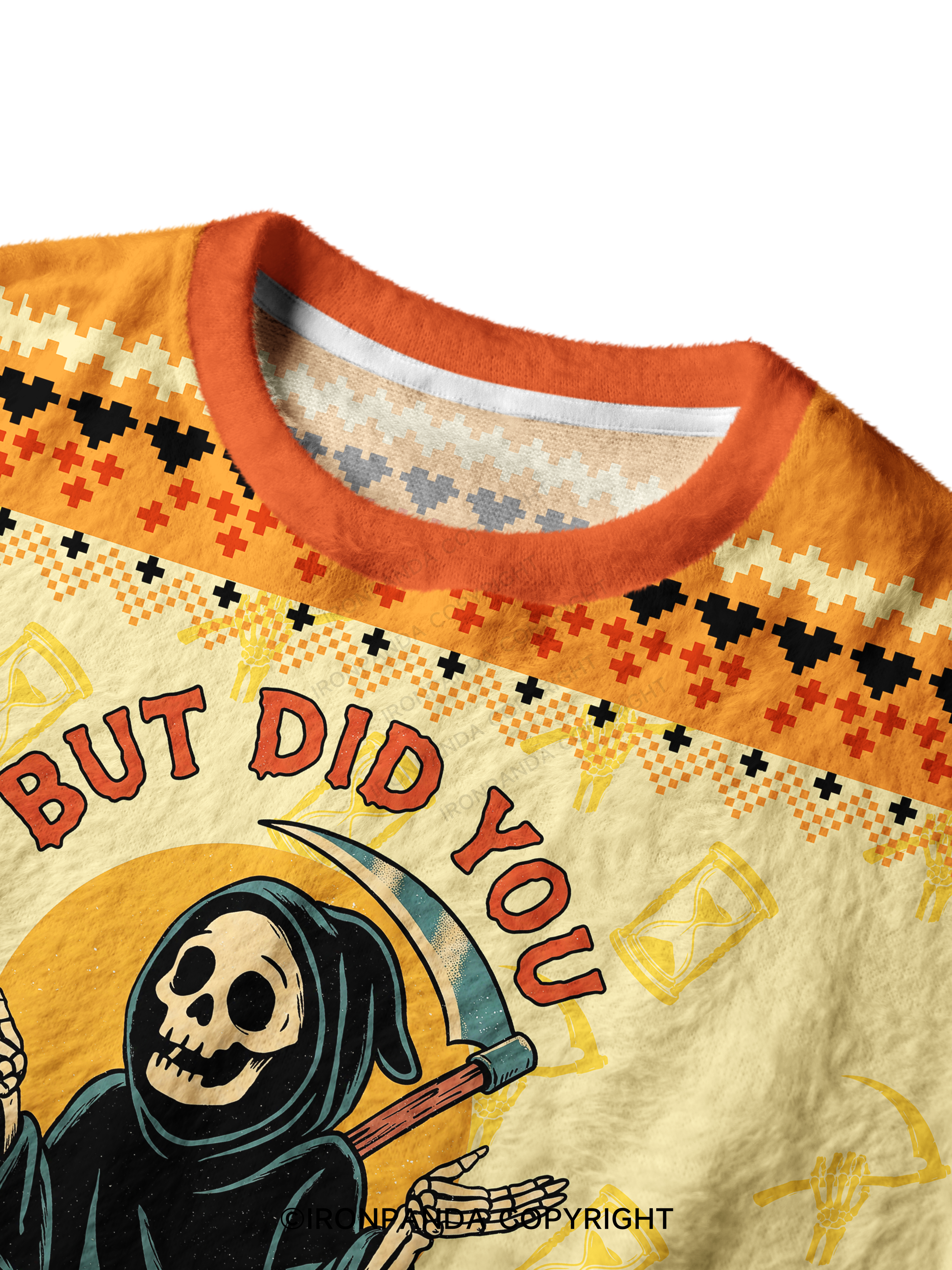 But did you die? Ghost Ugly Fuzzy Fleece Sweater