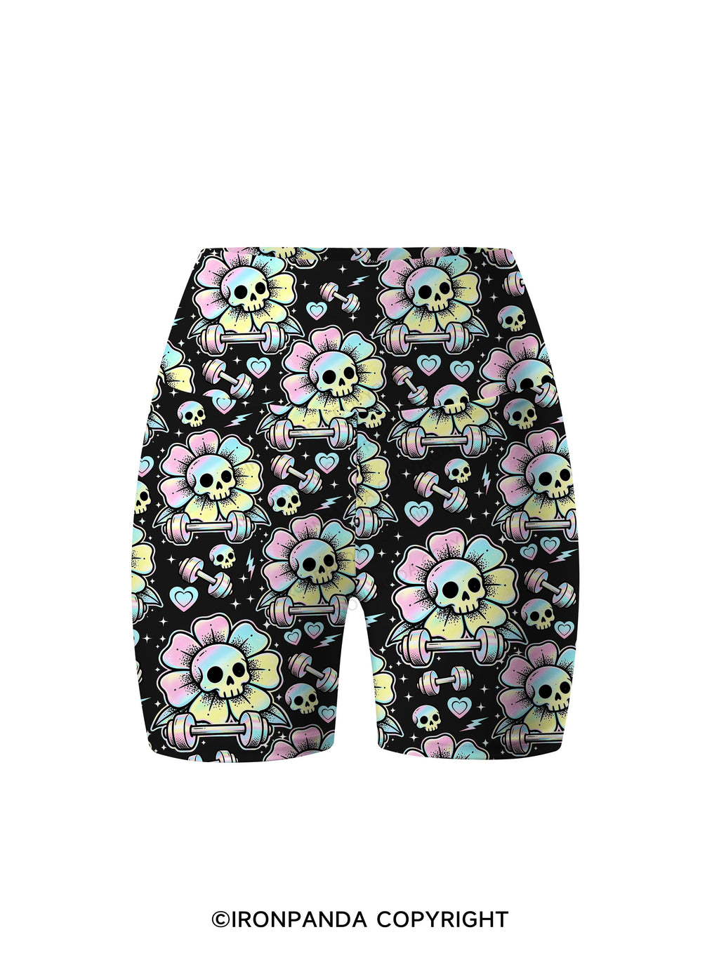 IF I DIE I DIE Skull Printed Yoga Cycling Shorts