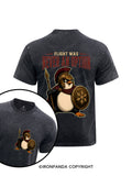 Flight Was Never an Option Spartan Penguin Warrior Printed Washed Gym Shirt
