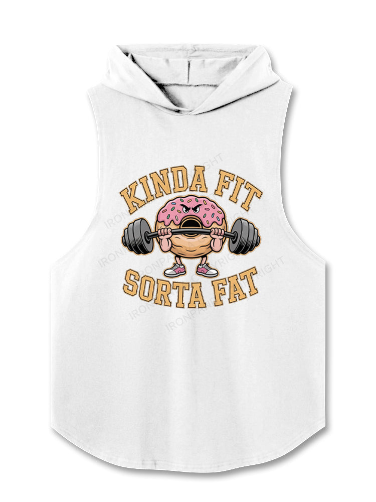 Kinda Fit Sorta Fat Donut Powerlifting Hooded Tank