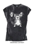 Funny Fat Cat Deadlift Cut Off Tank