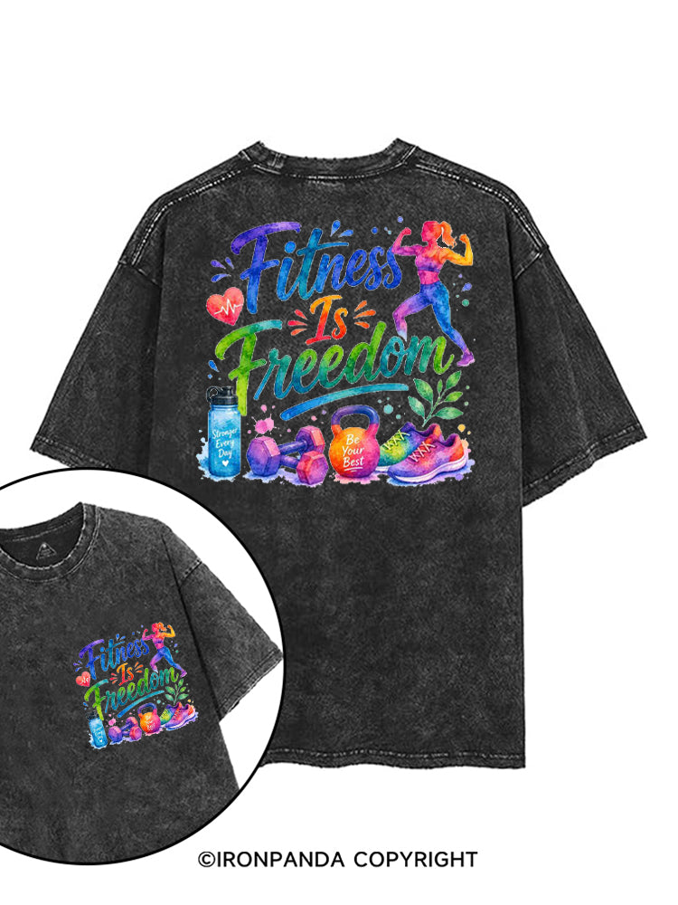 FITNESS IS FREEDOM COLORFUL GYM LIFE printed Gym Shirt